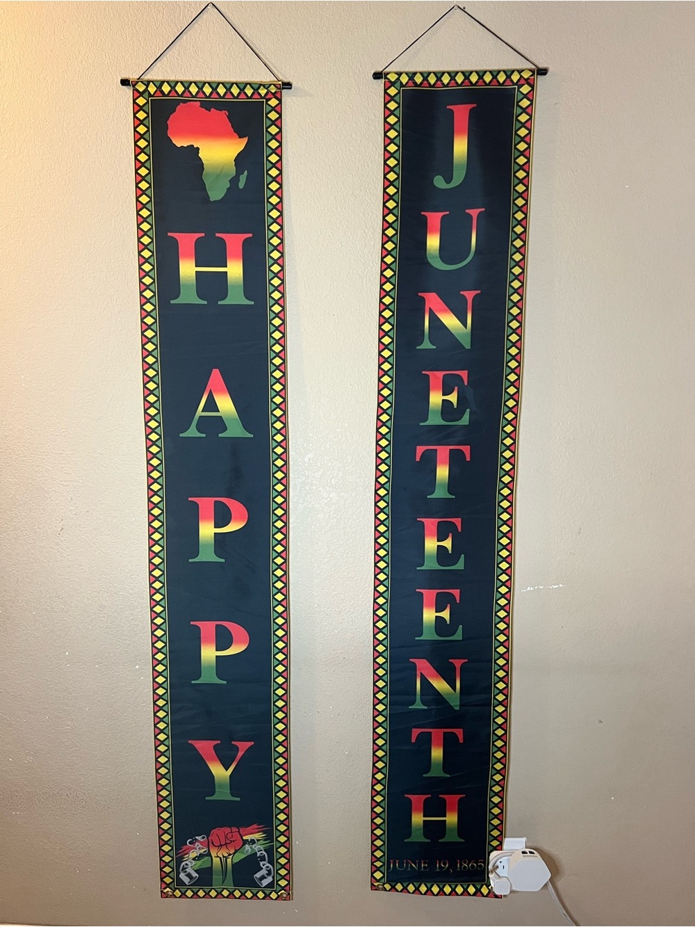 Juneteenth Vertical Wall Banners - Red Green Yellow